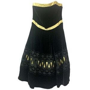 Betsey Johnson NEW Velvet Dress Black Gold 10 Cutout Cocktail Whimsical Romantic